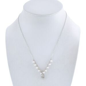 Estate Sterling Silver 925 Pearl "Mom" Pendant Necklace 16.5"-18.5"